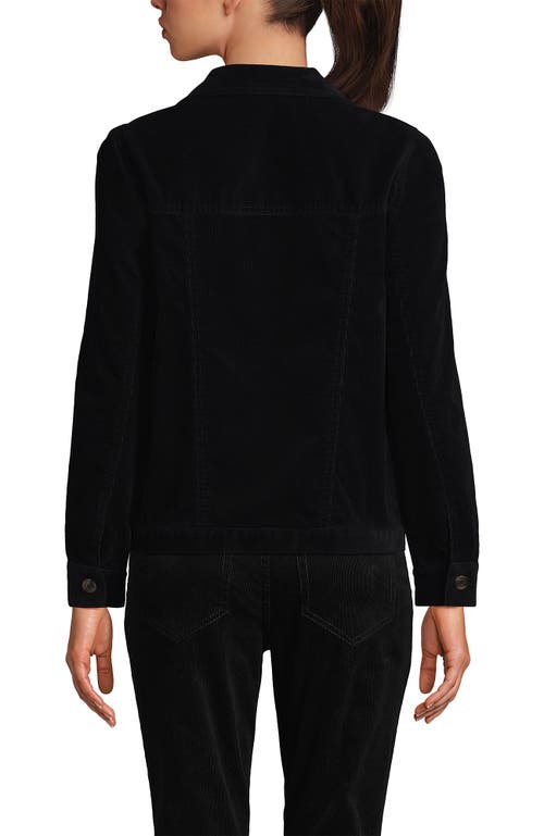 Shop Lands' End Corduroy Cropped Button Front Jacket In Black