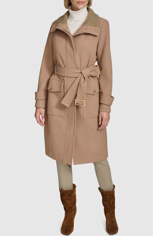 Andrew Marc Scout Wool Blend Trench Coat in Camel 