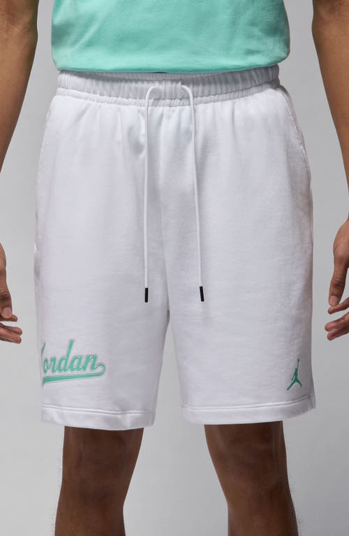 Shop Jordan Mvp Sweat Shorts In White/emerald Rise