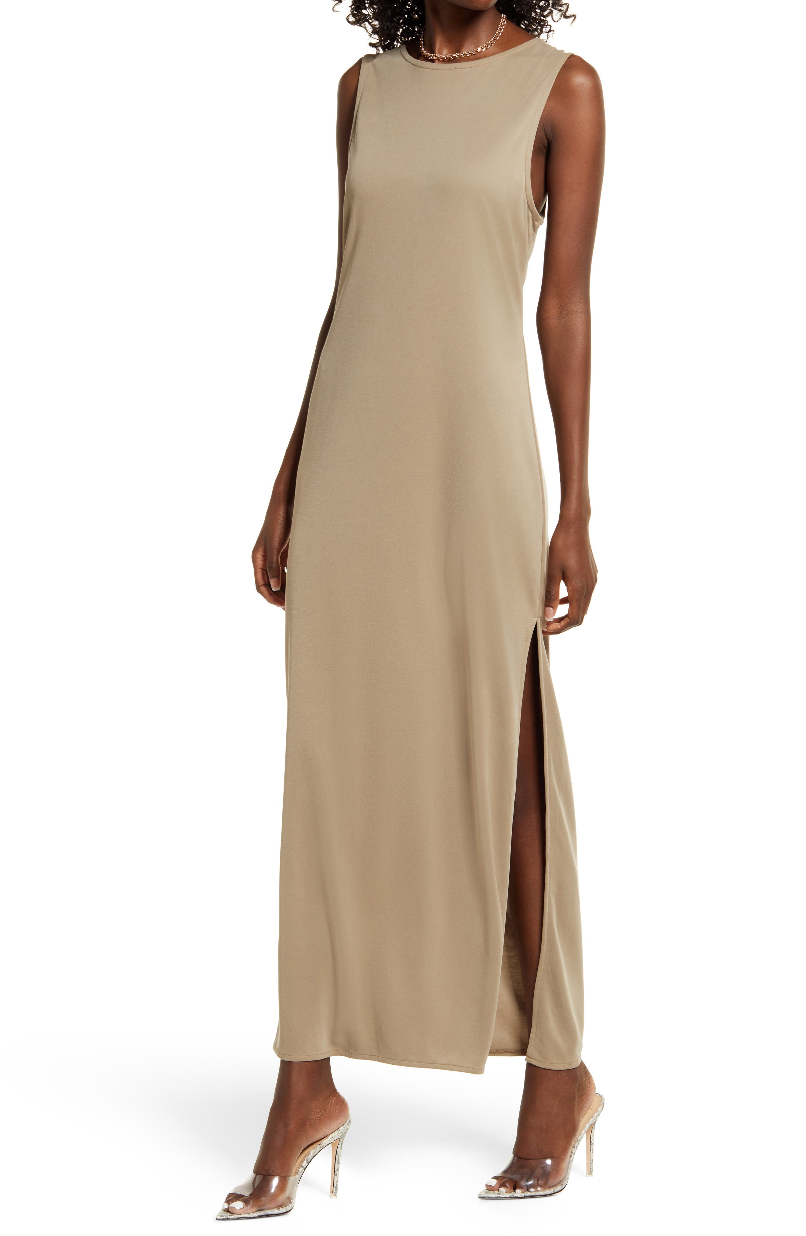 Brown Maxi Dress Relaxed Dress. Long Wide Linen Dress
