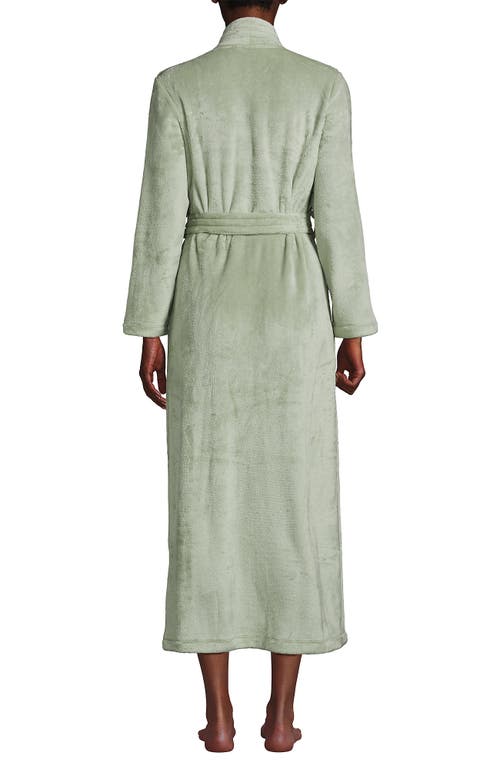 Shop Lands' End Cozy Plush Long Wrap Robe In Washed Sage