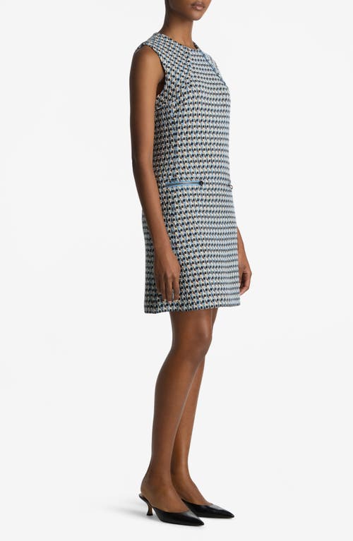 St John Italian Tweed Shift Dress In Royal Blue/white Multi