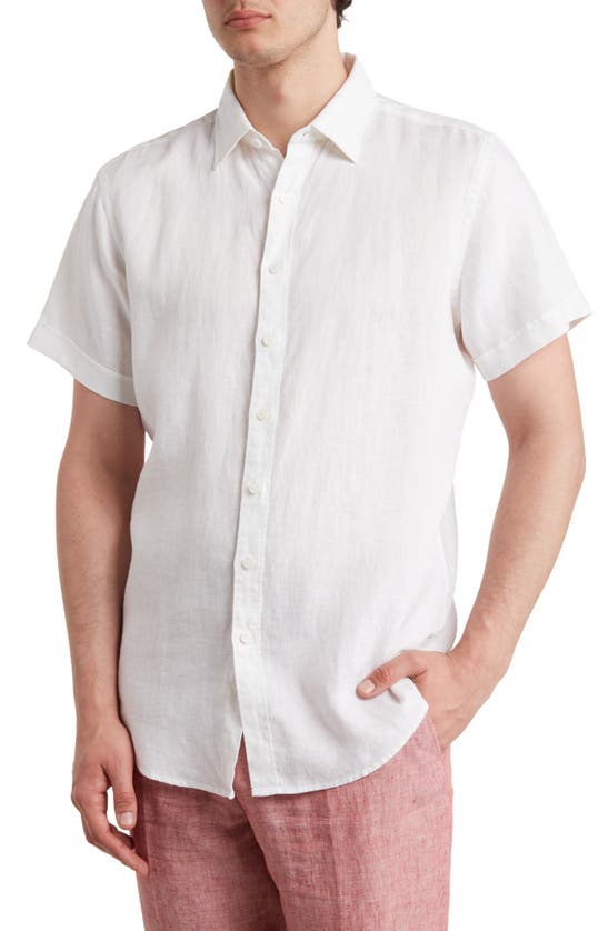 Rodd & Gunn Grey Lynn Linen Short Sleeve Button-up Shirt In Ivory