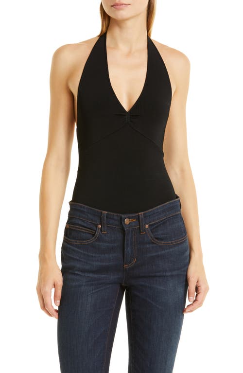 Alice + Olivia Saria Halter Neck Top in Black