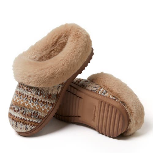 Dearfoams Women's Hannah Festive Knit Clog Slippers In Latte