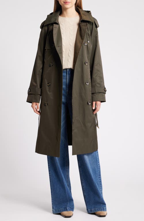 London Fog Water Resistant Belted Trench Coat In Olive