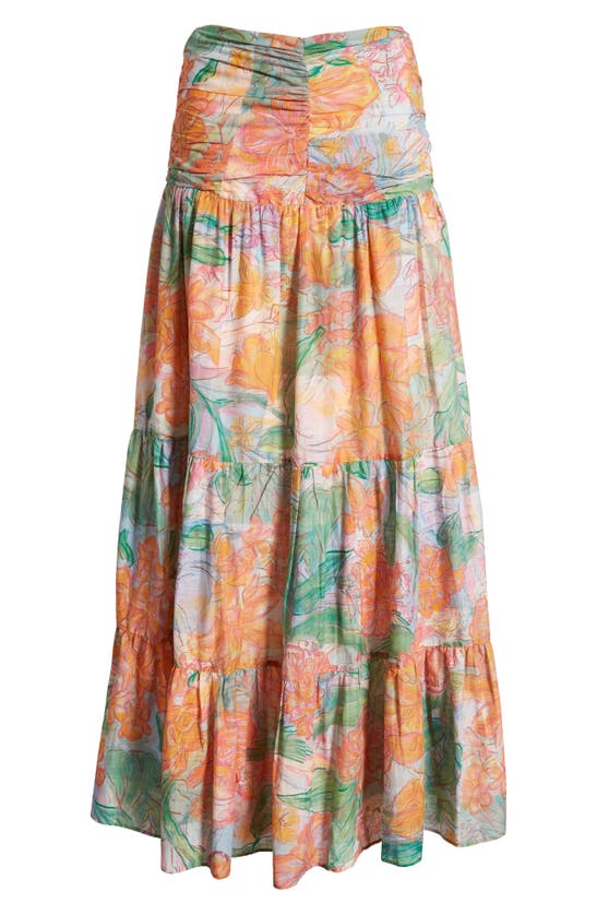 Shop Rails Agatha Floral Tiered Cotton Maxi Skirt In Tropics