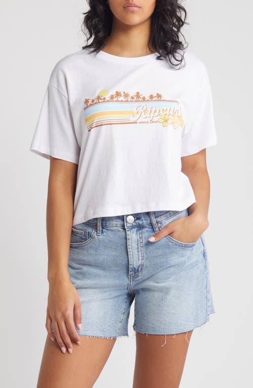 Sunset Crop Cotton Jersey Graphic T-Shirt in White