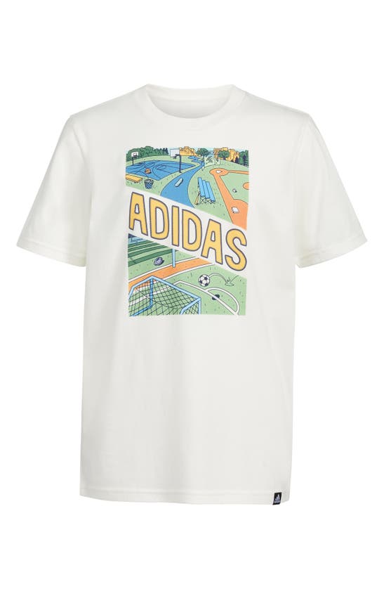 Adidas Originals Kids' Play Sport Graphic T-shirt In Off White