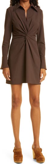 Cinq à Sept McKenna Front Twist Long Sleeve Mini Shirtdress