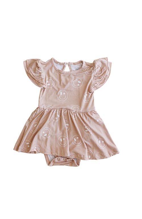 Shop Charlie Lou Baby ® Baby Girl's Starry Eyed Smiley Twirl Dress In Beige