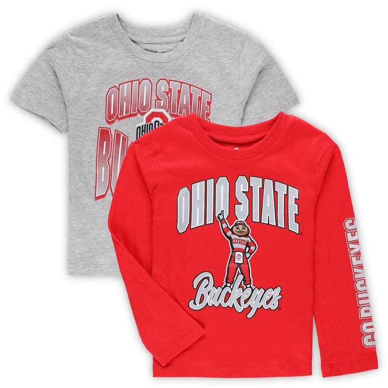 Outerstuff Kids' Preschool Scarlet/heather Gray Ohio State Buckeyes Game Day T-shirt Combo Pack