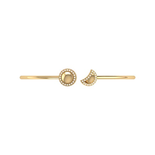Luvmyjewelry Moon Phases Sterling Silver Diamond Adjustable Cuff In 14kt Gold Vermeil On Sterling