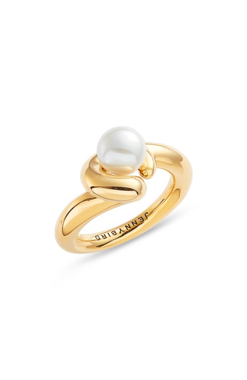Daphne Imitation Pearl Ring in High Polish Gold