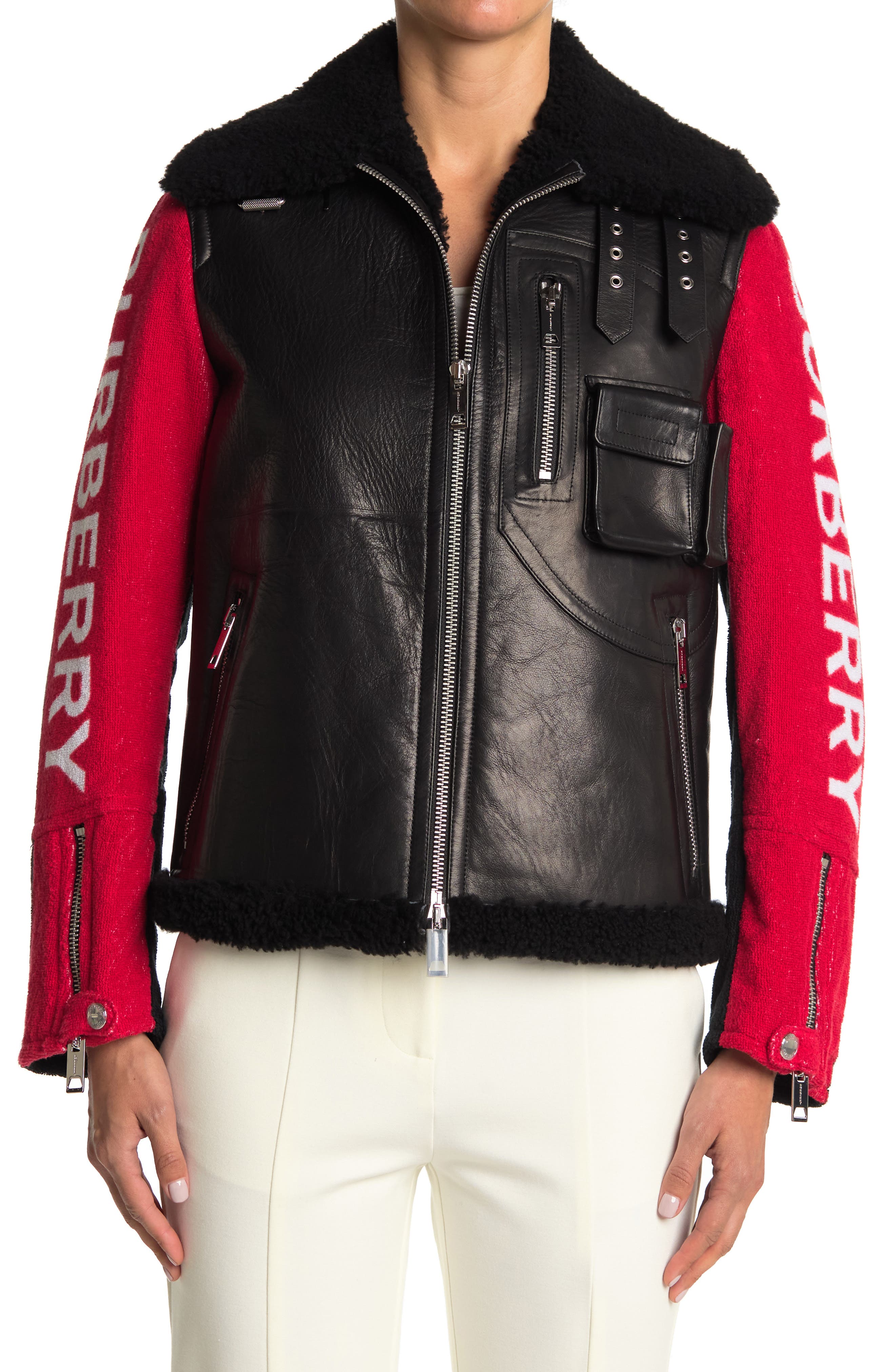 burberry shearling biker jacket