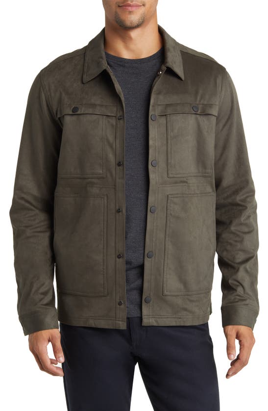 Robert Barakett Faux Suede Renoir Jacket In Soldier Green