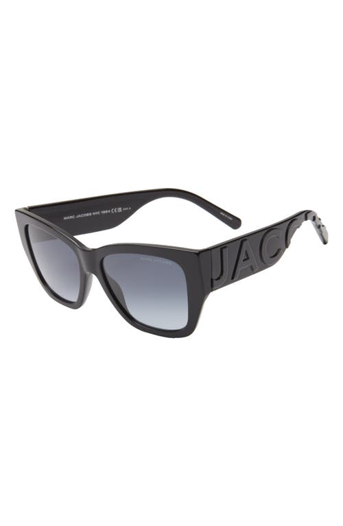 Shop Marc Jacobs 55mm Cat Eye Sunglasses In Black Grey/grey Shaded