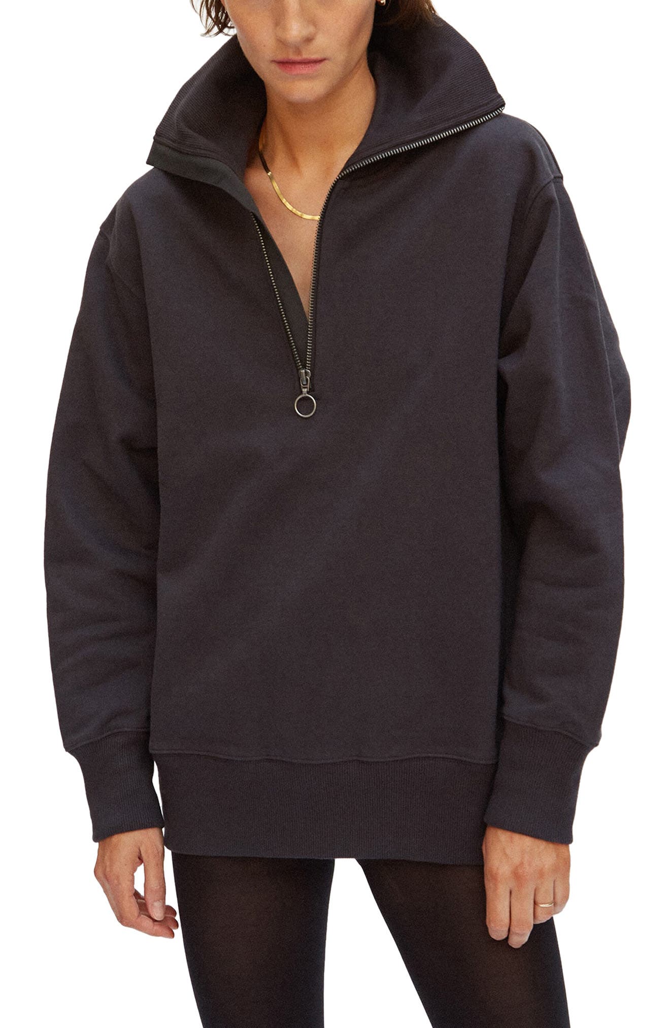 black half zip sweater women's