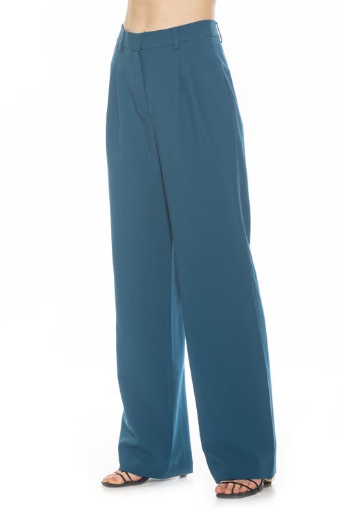 Alexia Admor Ellie Pleated Wide Leg Pants In Teal