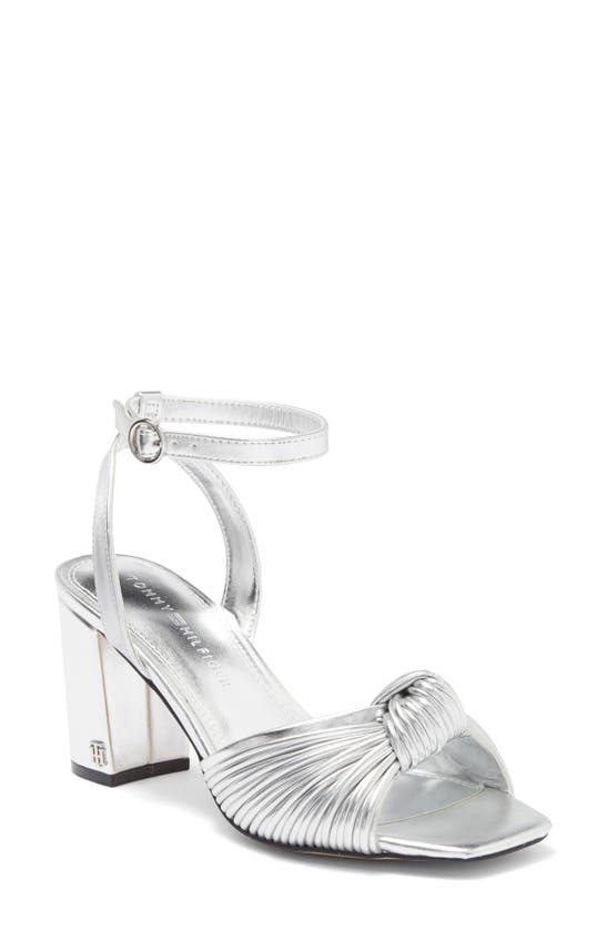 Tommy Hilfiger Sarifina Knotted Strap Sandal In Silver