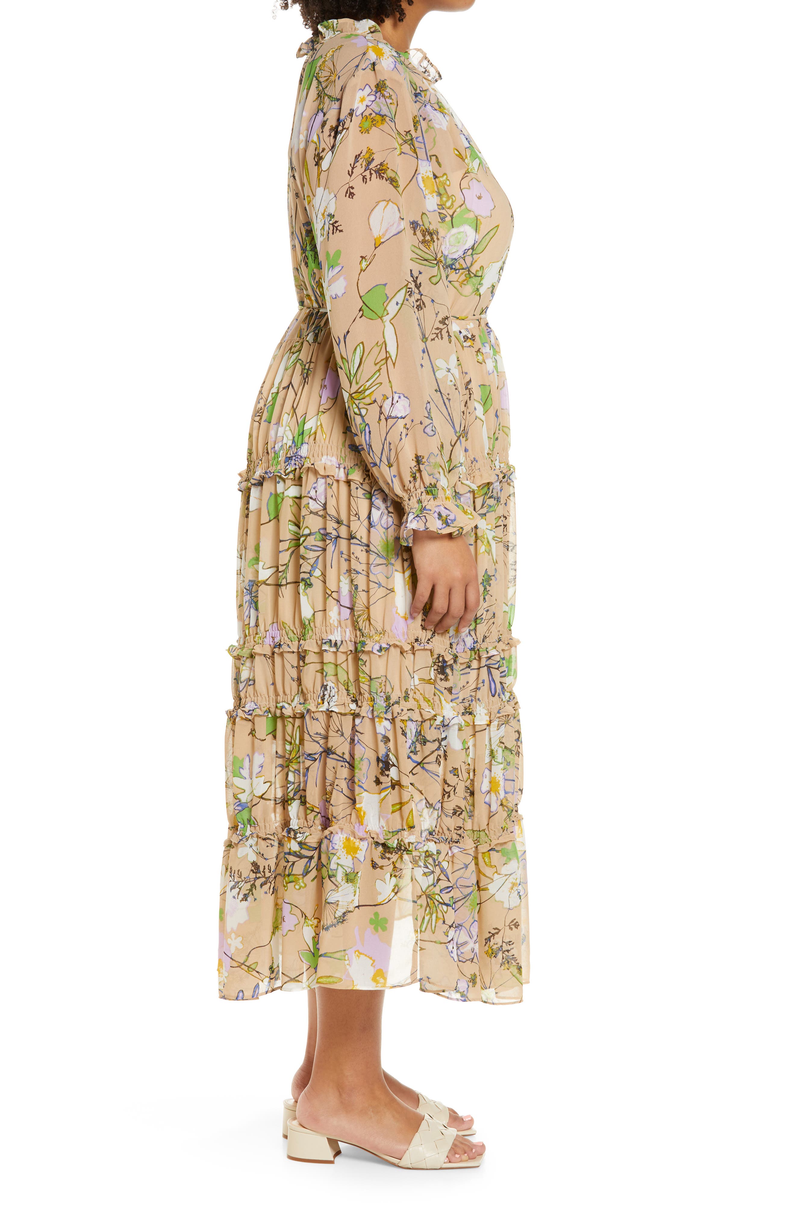 Halogen® LONG SLEEVE TIERED MAXI DRESS 