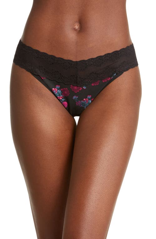 Bliss Perfection Thong in Charm Print/Black