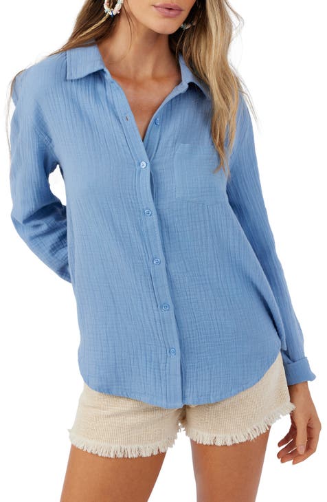 Lucky Brand Women's Long Sleeve Button Up Two Pocket Danni Utility Shirt,  Light Wash, X-Large : : Clothing, Shoes & Accessories