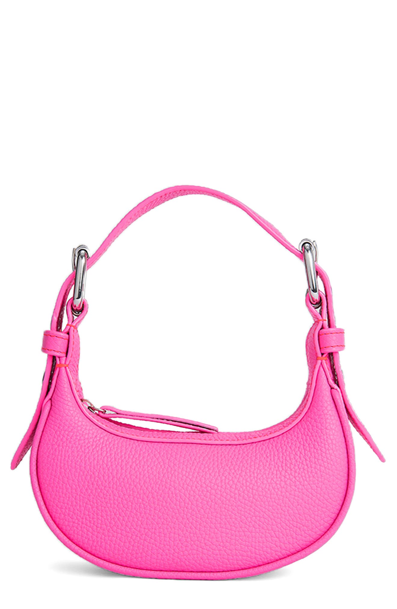 By Far Mini Soho Leather Top Handle Bag in Hot Pink at Nordstrom