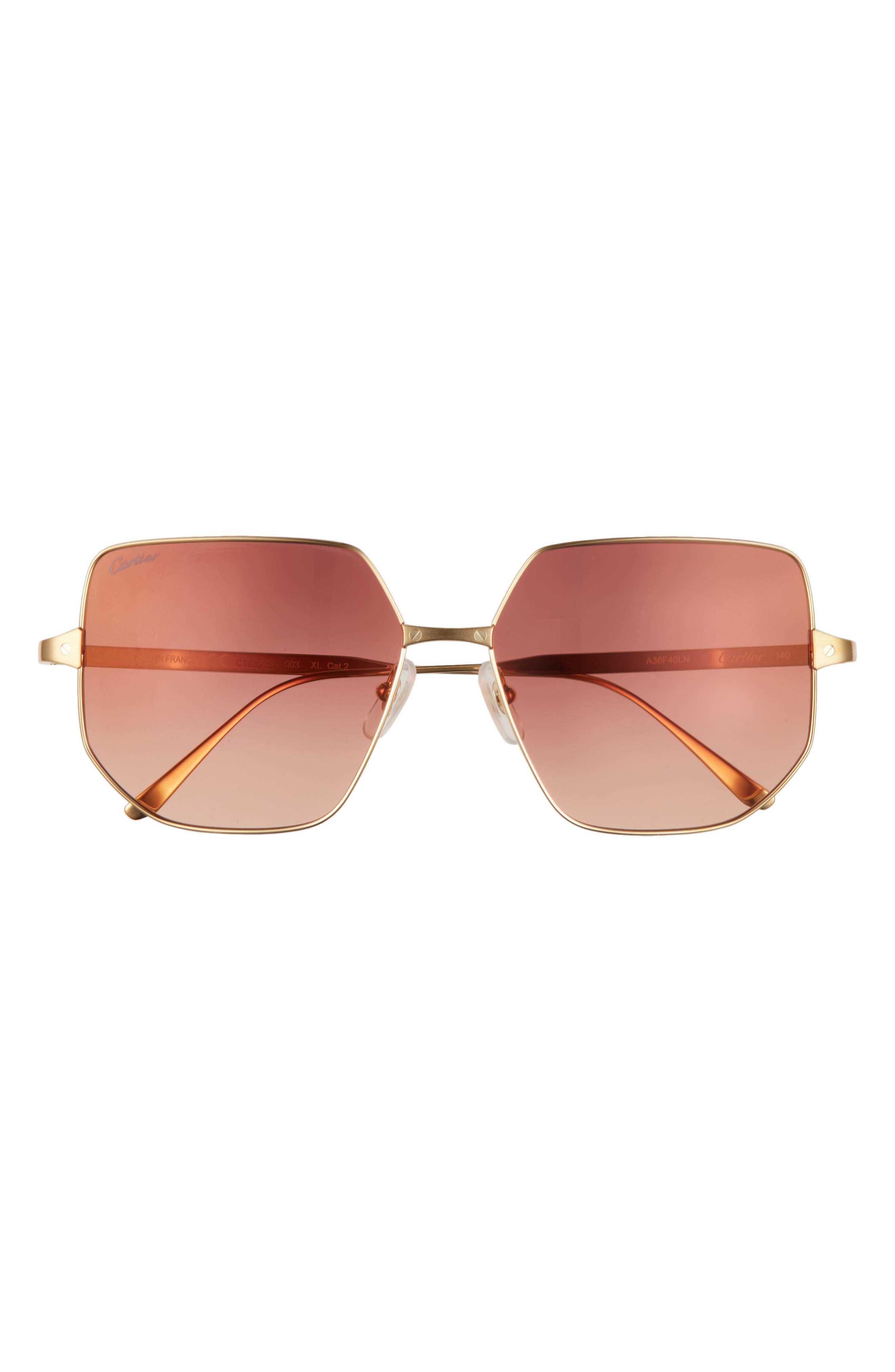 Cartier Polarized Square Sunglasses in Gold/pink at Nordstrom