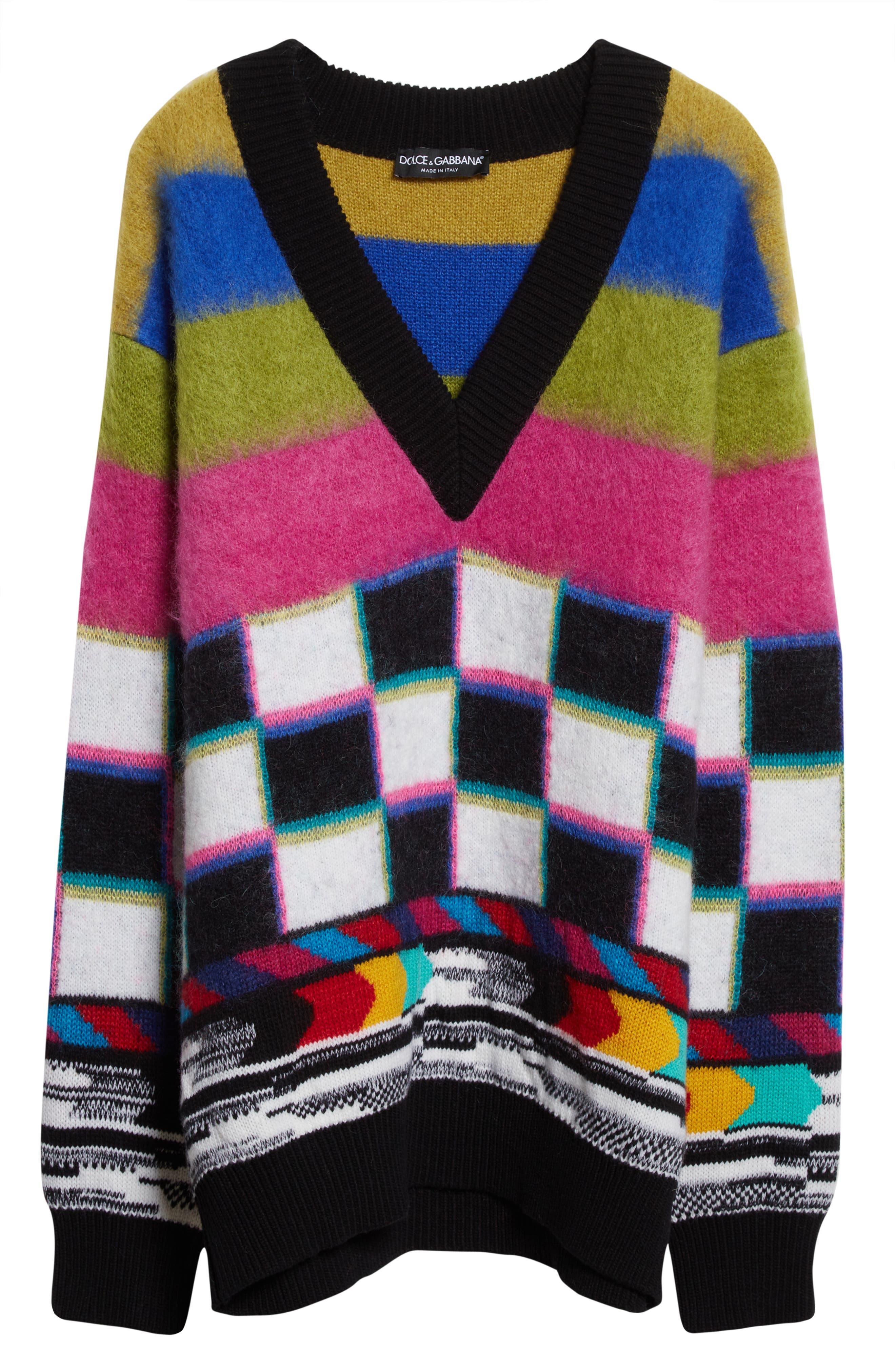 Dolce & Gabbana Glitch Print Mohair Blend Sweater | Smart Closet