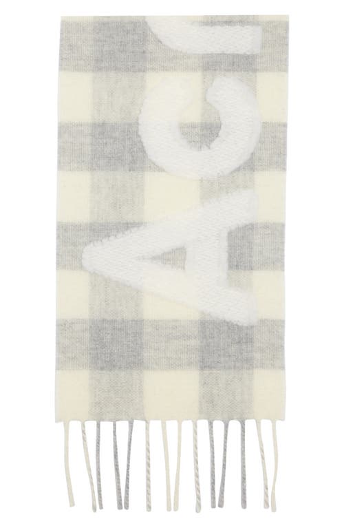 Shop Acne Studios Veda Buffalo Plaid Wool Blend Fringe Scarf In Grey/dark Grey