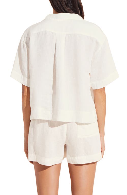 Shop Eberjey Garment Dyed Linen Short Pajamas In Ivory