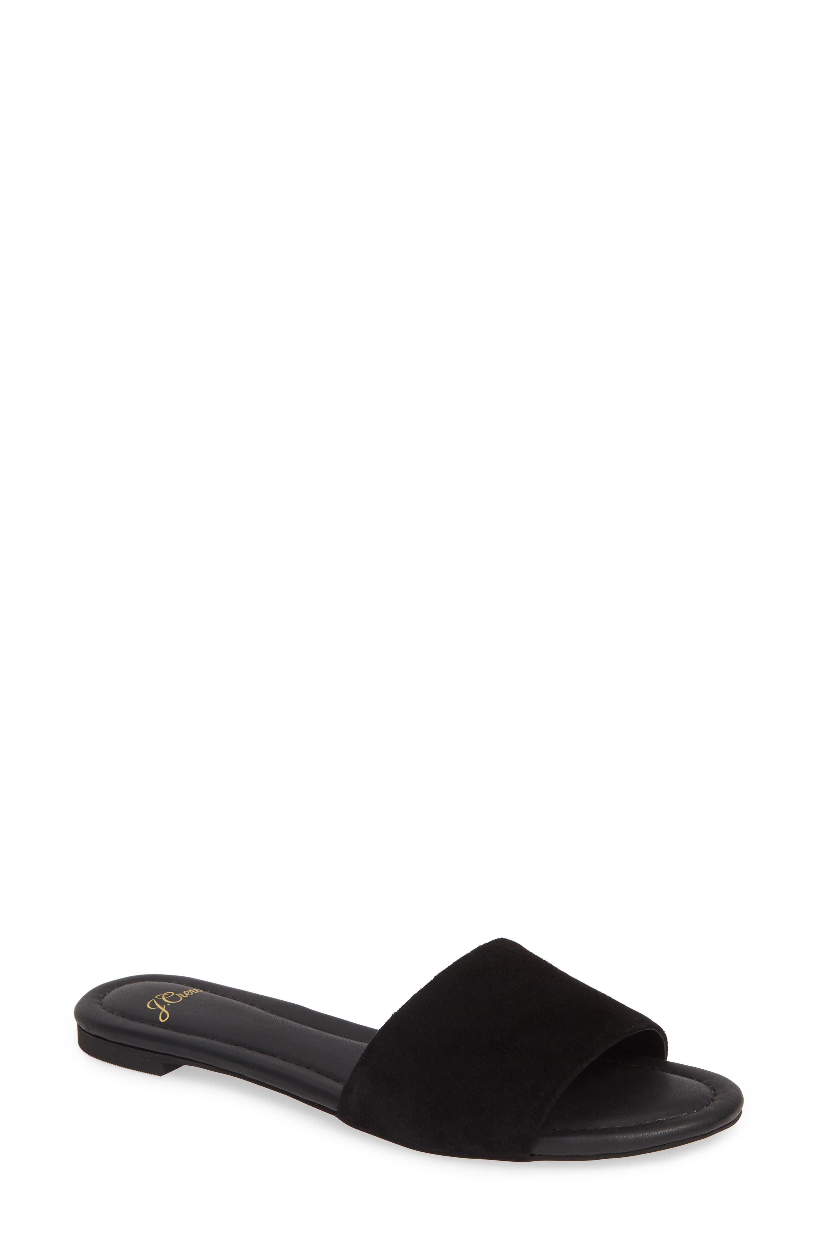 J.crew Cora Suede Slide Sandal, Black