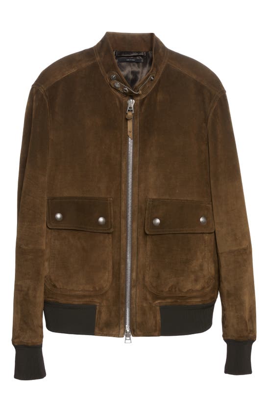 Shop Tom Ford Suede Bomber Jacket In Khaki