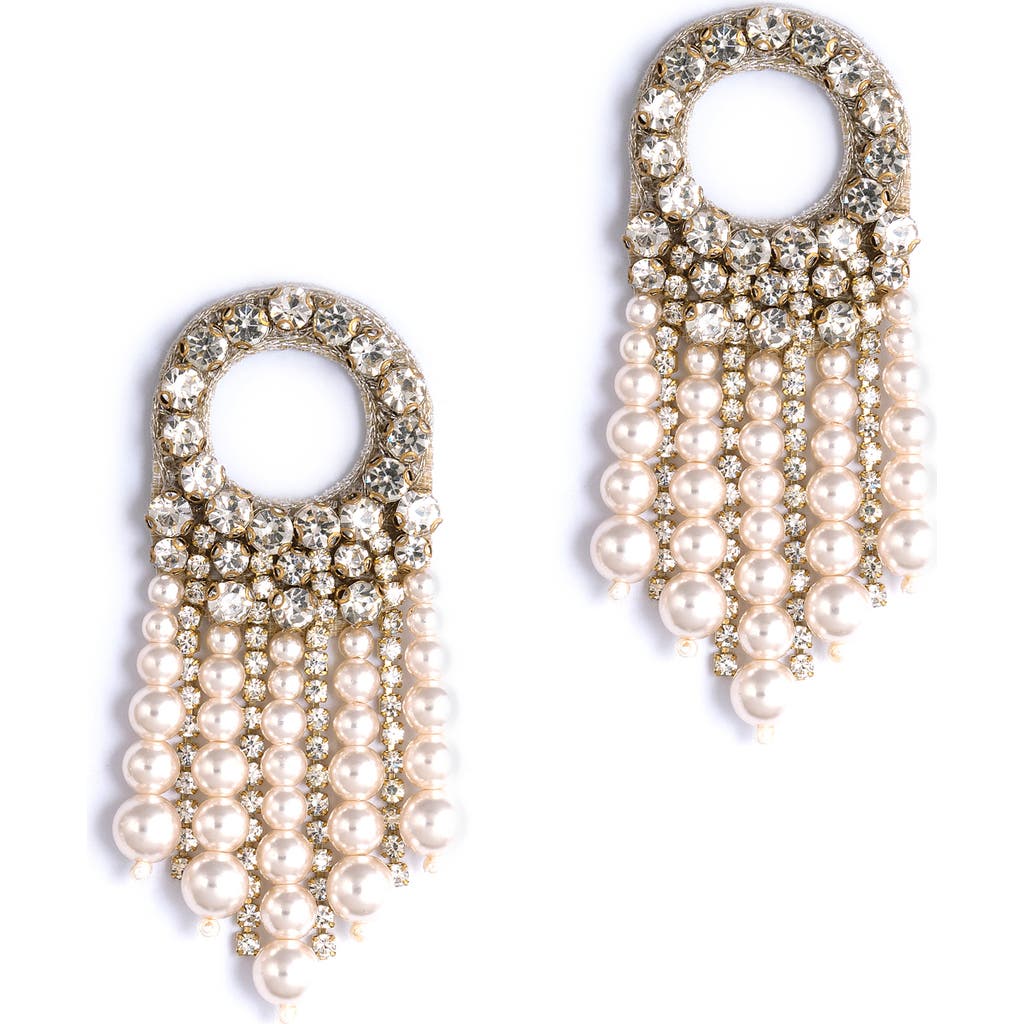 Deepa Gurnani Makena Faux Pearl Drop Earrings In Ivory