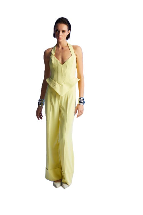 Shop Nocturne High Waist Palazzo Pants In Yellow