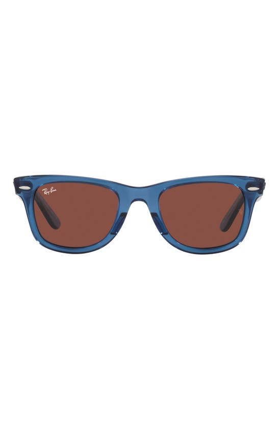 Ray Ban 52mm Square Sunglasses In Transparent Blue/red