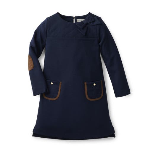 Hope & Henry Girls' Quilted Ponte Riding Dress, Infant In Blue