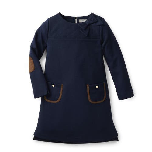 Hope & Henry Baby Girls' Quilted Ponte Riding Dress, Infant In Navy