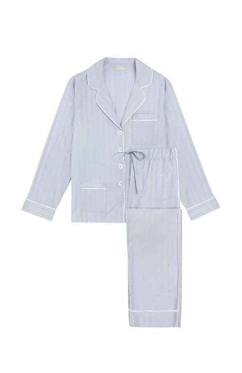 Shop Kip. Kip Premium Cotton Pajama Set In Mist Blue