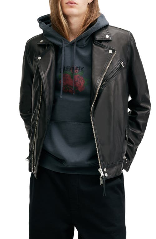 Shop Allsaints Clay Leather Biker Jacket In Black