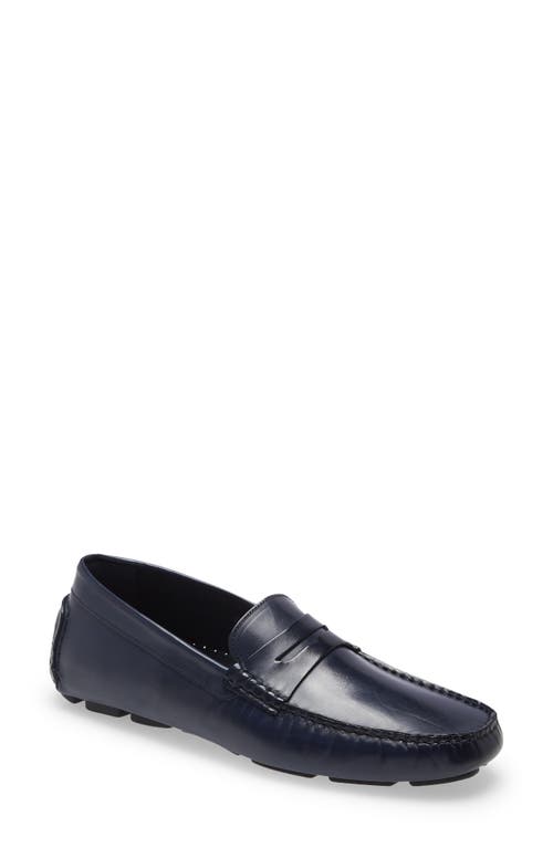 J & M COLLECTION Johnston & Murphy Dayton Penny Loafer in Navy