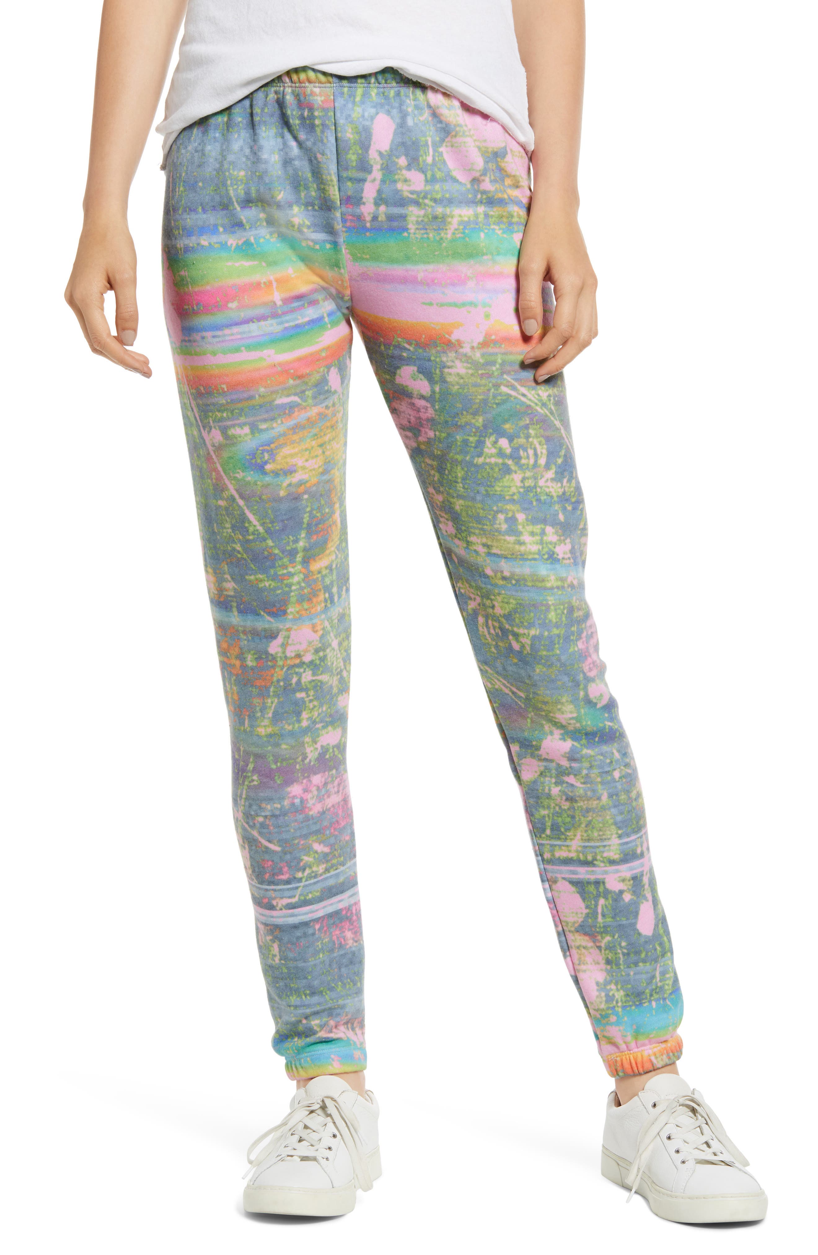 Wildfox Galaxy Glitch Knox Cotton Blend Sweatpants, Blue