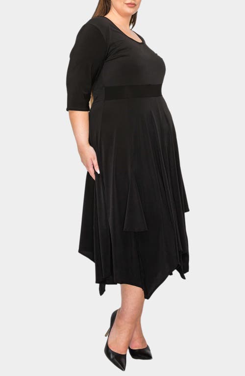 Shop L I V D Shay Handkerchief Hem Midi Dress In Black