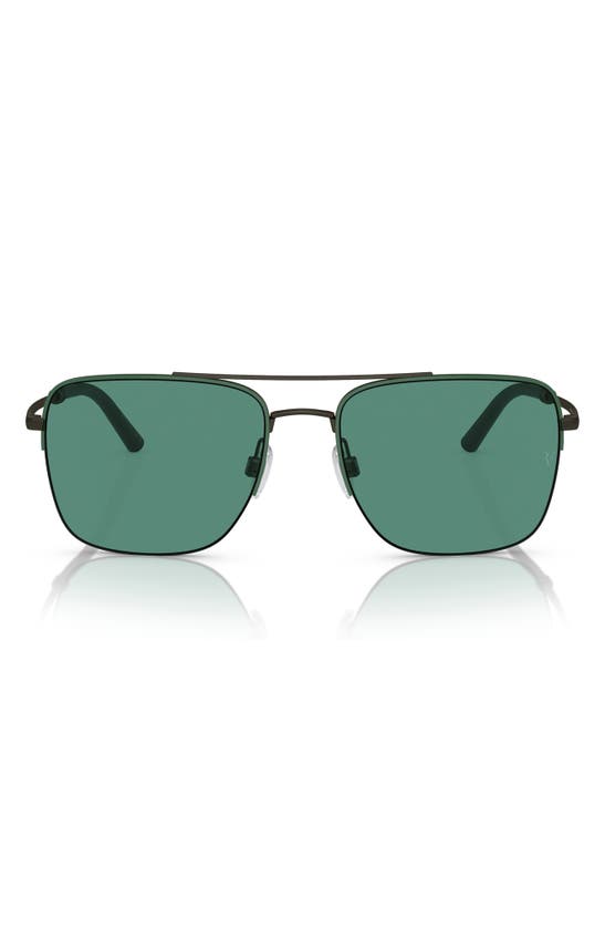 Oliver Peoples Roger Federer 56mm Semirimless Pilot Sunglasses In Green