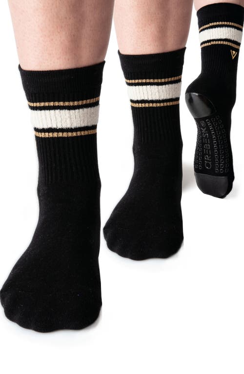 Arebesk 2-Pack Cotton Terry Gripper Crew Socks in Black