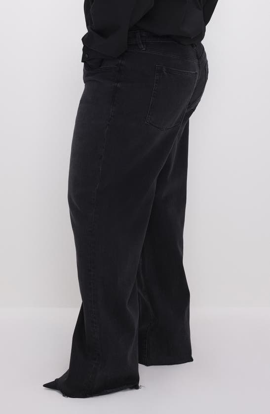 Shop Good American Good Ease Wide Leg Jeans In Black324