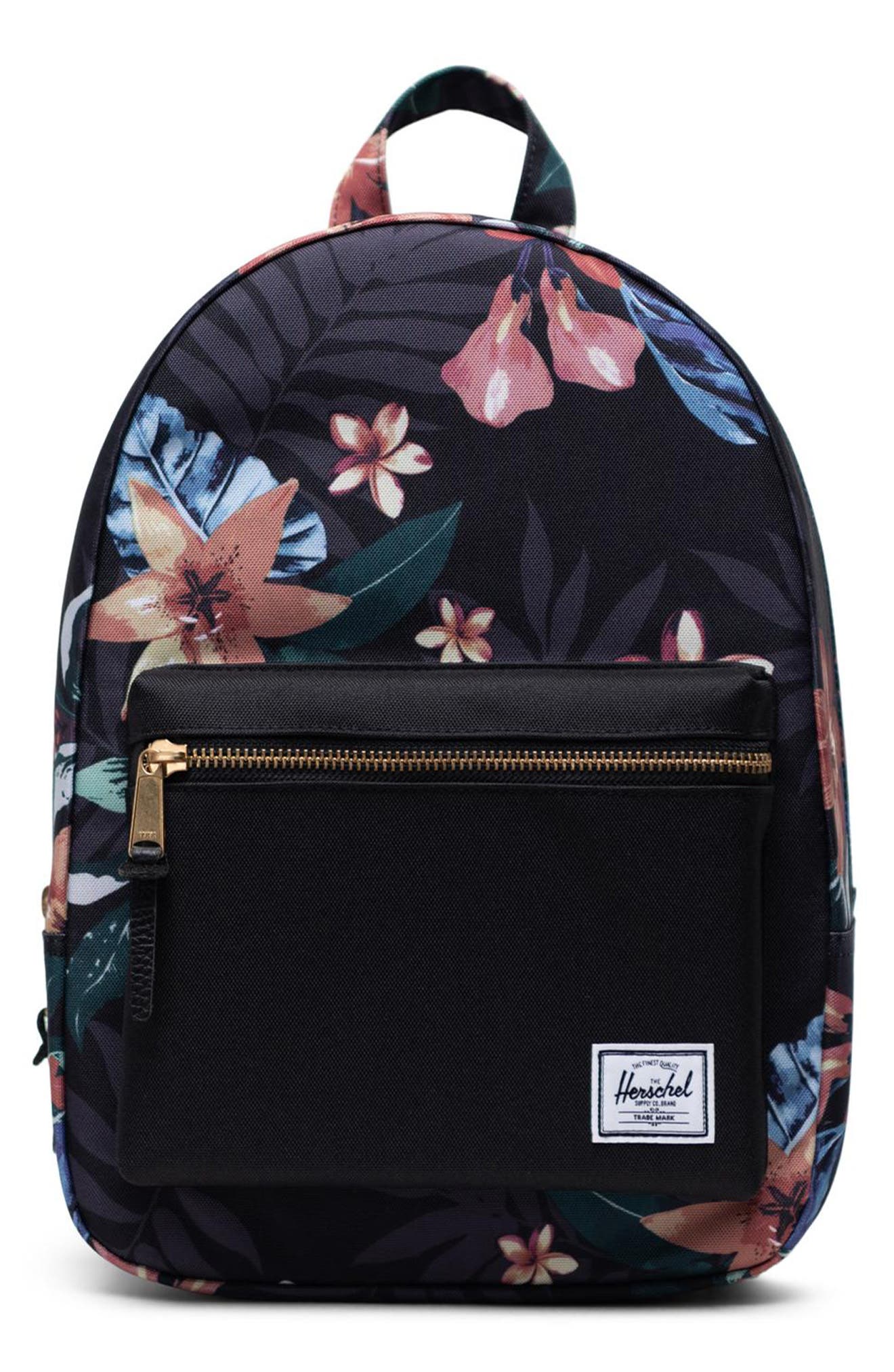 herschel black floral backpack