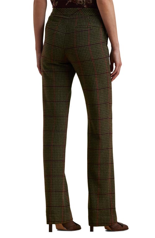 Shop Lauren Ralph Lauren Check Straight Leg Twill Pants In Olive Multi