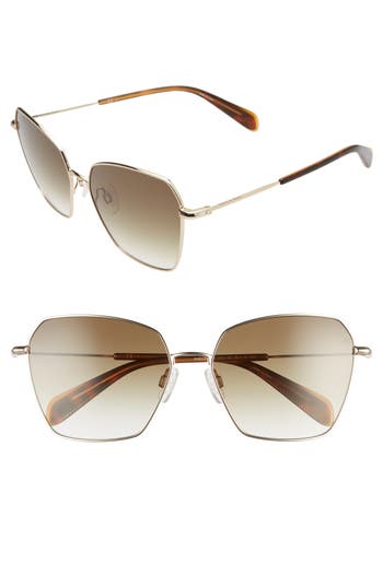 Rag & Bone 58mm Irregular Sunglasses In Brown